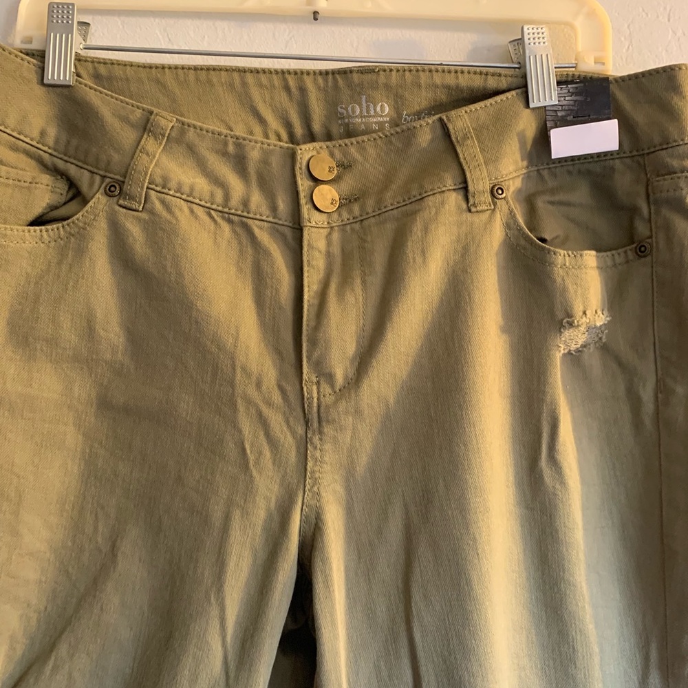 Olive ripped jeans denim size 10